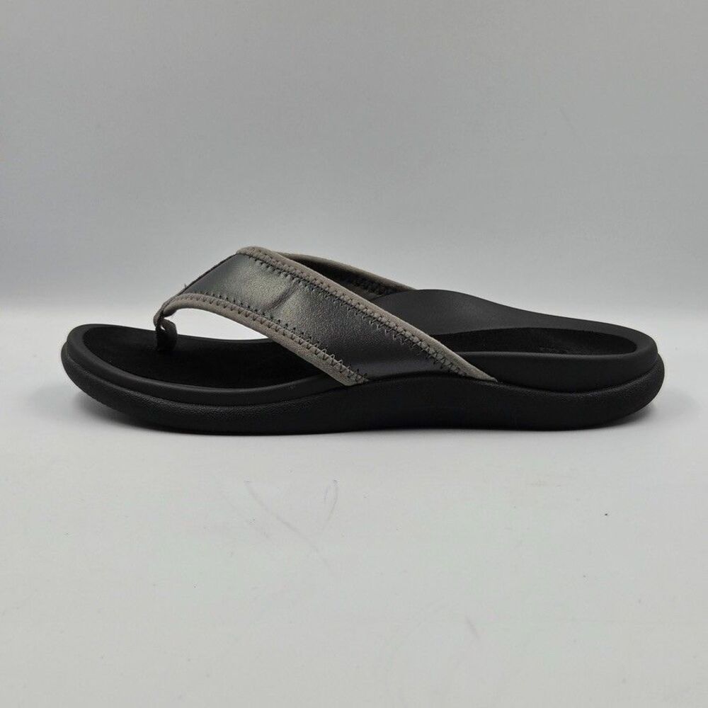ABEO Womens 7 Black Maddie 3001 Leather Thong Sandals Orthotic Comfort Flip
